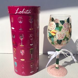 Lolita Love My Wine Glass”Bridal Bouquet”Hand-Painted With Beaded Embell…